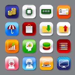 Wall Mural - set of mobile app and social media icons vector eps10 set 005