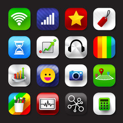 Wall Mural - set of mobile app and social media icons vector eps10 set 007