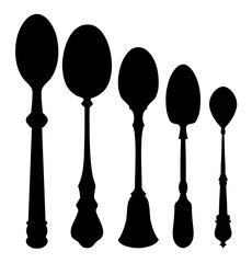 Poster - Silhouettes of spoons - vector set