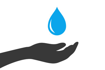 Poster - hand fängt wassertropfen auf - trinkwasser