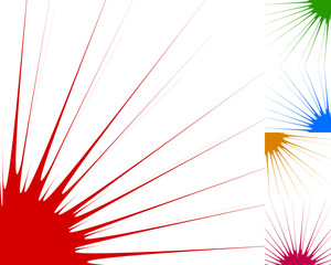 Poster - Starburst, sunburst background element in 5 color. Flash, blast