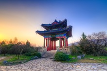 Boai Pavilion At Sunset In The Imperial Tomb Of Ming Dynasty In Chinese History