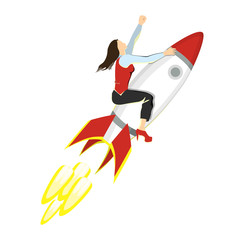 Wall Mural - Businesswoman on rocket