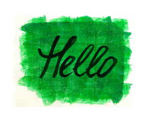 HELLO word on green background