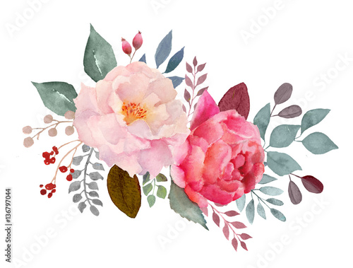 Watercolor floral composition
