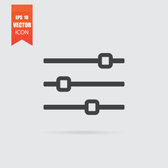 Horizontal adjustment icon in flat style isolated on grey backgr