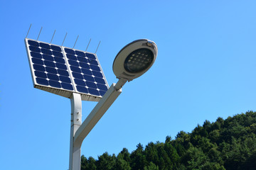 Ecological street lamp with photovoltaic panels or Solar Power