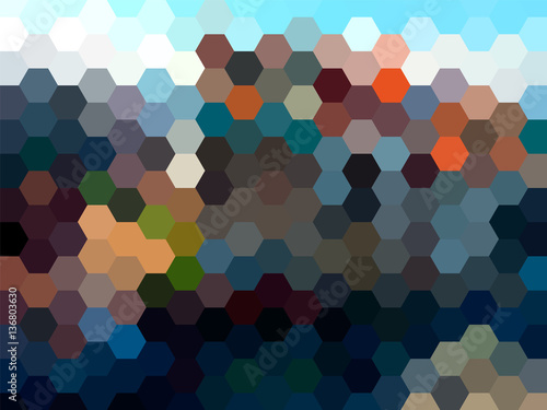 Vector Abstract Colorful Hexagon City Landscape Background