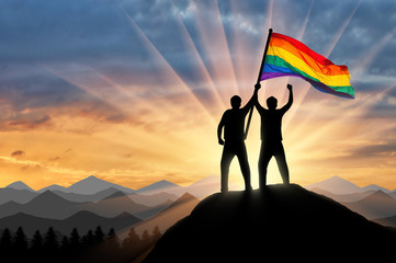 Wall Mural - Silhouette of a gay couple