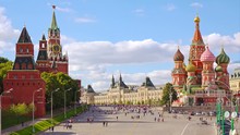 Russia Moscow  Red Square St. Basil's Cathedral And Kremlin