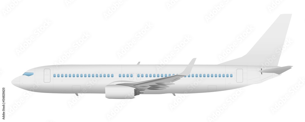 Airplane template vector side view on a white background - obrazy, fototapety, plakaty 