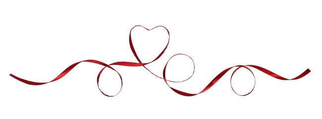 Wall Mural - Red silk ribbon loops and heart