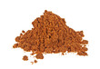 Pile of nutmeg powder isolated on white background