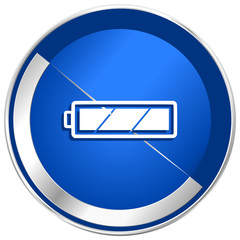 Fototapete - Battery silver metallic chrome border web and mobile phone vector blue icon isolated on white bacground.
