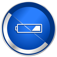 Fototapete - Battery silver metallic chrome border web and mobile phone vector blue icon isolated on white bacground.