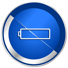 Fototapete - Battery silver metallic chrome border web and mobile phone vector blue icon isolated on white bacground.