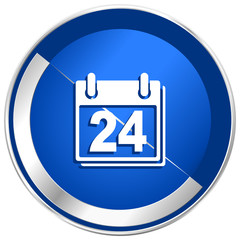 Aufkleber - Calendar silver metallic chrome border web and mobile phone vector blue icon isolated on white bacground.