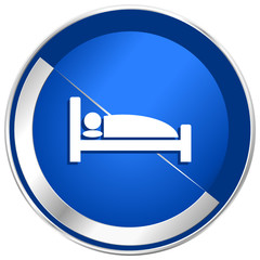 Poster - Hotel blue silver metallic web and smartphone vector icon isolated on white background
