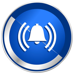 Poster - Alarm blue silver metallic web and smartphone vector icon isolated on white background
