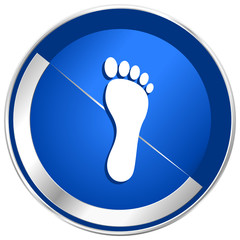 Poster - Foot blue silver metallic web and smartphone vector icon isolated on white background
