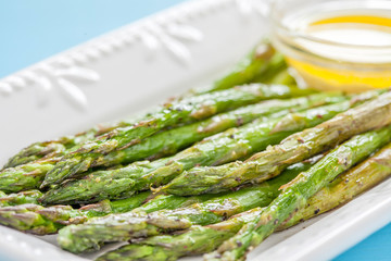 Roasted Asparagus on a White Plate