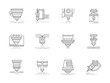 Industrial lasers flat line vector icons set