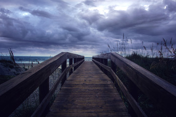 Beach entrance on a cloudy day