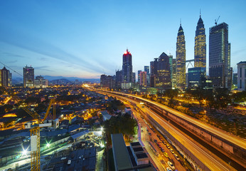 Wall Mural - kuala lumpur city skyline at night, malaysia .