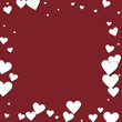 © Begin Again - Cutout paper hearts. Chaotic border on wine red background. Vector illustration.