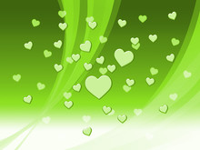 Elegant Green Hearts Background Means Delicate Passion Or Fine W