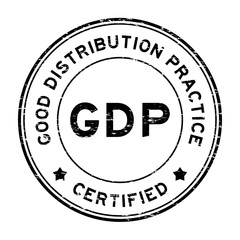 Poster - Grunge black GDP (Good distribution practice) certified round ru