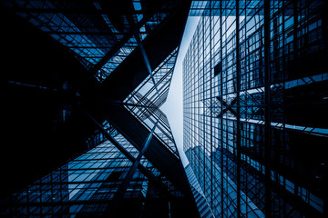 low angle view of skyscrapers in city of China.