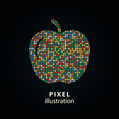 Wall Mural - Apple - pixel illustration.