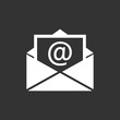 Mail envelope icon vector isolated on black background. Symbols of email flat vector illustration.