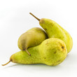 Three Abate Fetel pears isolated on white background.