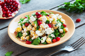 Wall Mural - Chickpea salad with feta cheese