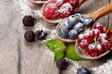 Wall Mural - Berries in spoons