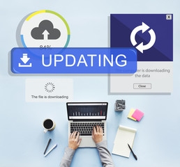 Wall Mural - backup cloud upload sync data concept