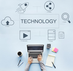 Wall Mural - technology connecting cloud network concept