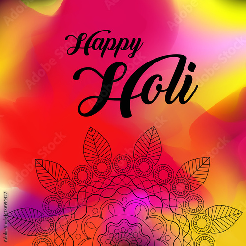 Happy Holi Greeting Vector Background Concept Design Element With