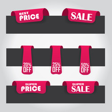 Pink Sale Labels With Different Promotions - Vector