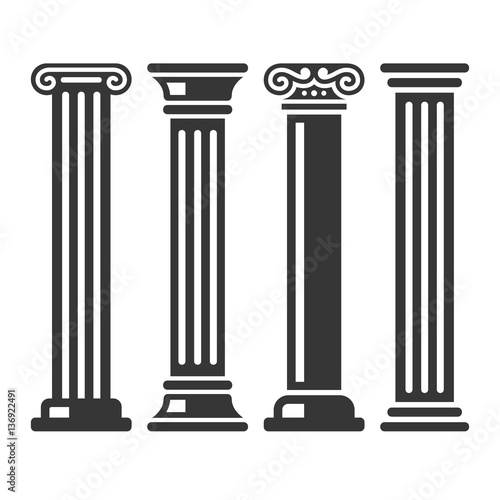 Cuadros en Lienzo Ancient Columns Icon Set. Vector
