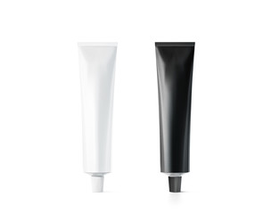 blank black and white tube mockup, 3d rendering. clear paint or cream pack design mock up. clean oin