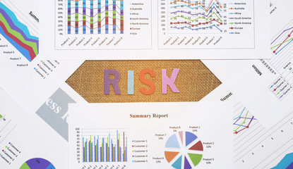 Business chart report with risk word