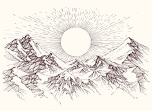 Sun Rise Over The Mountains Panorama