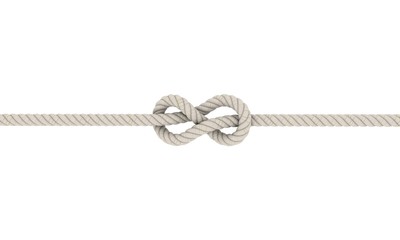 Wall Mural - Rope flemish knot, Eight Knot.Isolated on white background.