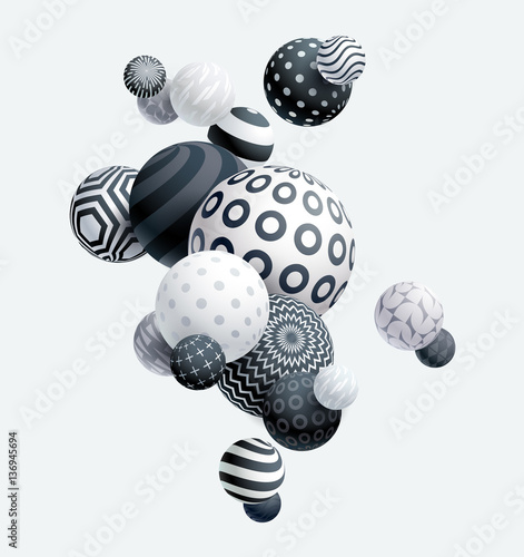 Naklejka - mata magnetyczna na lodówkę 3D decorative balls. Abstract vector illustration.