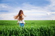 © Elizabeth - girl spinning on the background of green field