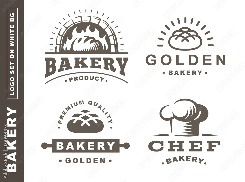 Set bread logo - vector illustration. Bakery emblem design on white ...