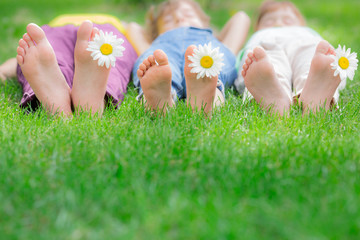 Sticker - Group of happy children playing outdoors